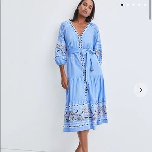 NWT Veronica Beard Freyja Embellished Linen Dress